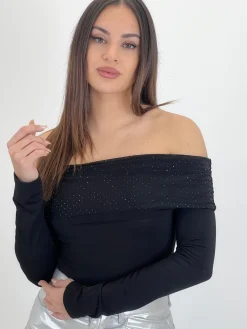 Body escote barco brillante