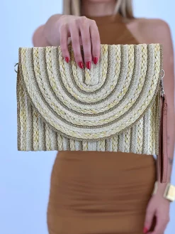 Bolso de mano líneas rafia