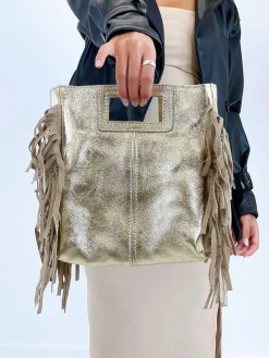 Bolso piel flecos