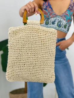 Bolso shopper de rafia boho