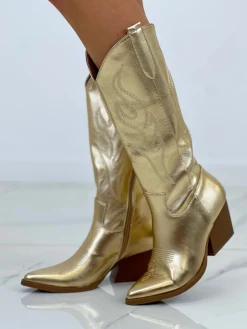 Bota cowboy metalizada