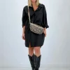 Camisa oversize larga con bolsillo