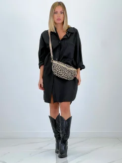 Camisa oversize larga con bolsillo