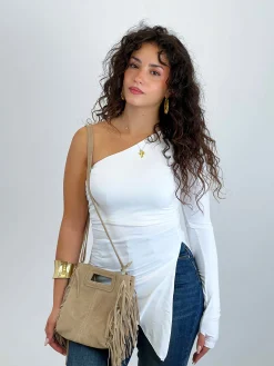 Camiseta asimétrica manga