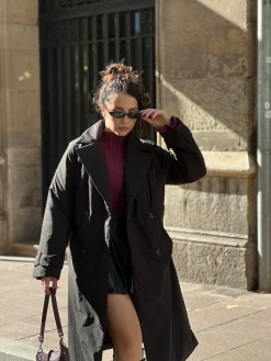 Cazadora larga acolchada solapas