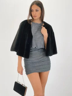 Chaqueta Cropped efecto pelo