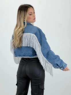 Chaqueta denim flecos