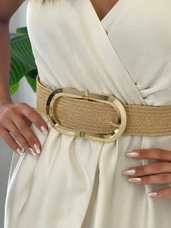 Cinturón rafia hebilla grande