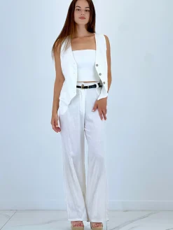 Conjunto chaleco pantalón lino