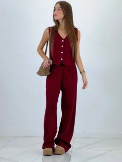 Conjunto punto chaleco y pantalón recto