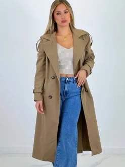 Gabardina trench larga