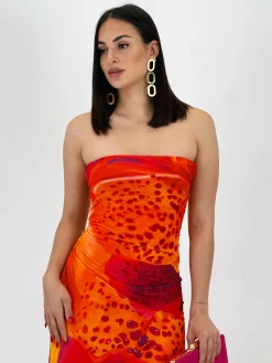 Jeans straight leg tiro alto