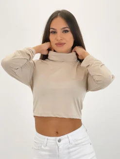 Jersey crop cuello subido