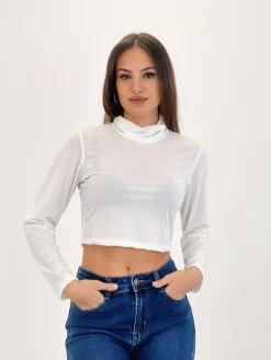 Jersey crop cuello subido
