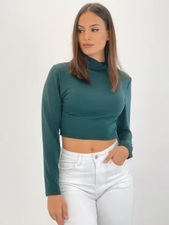 Jersey crop cuello subido