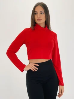Jersey crop cuello subido