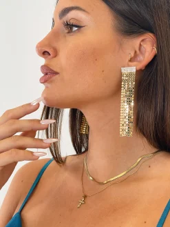 Pendientes cortina pedrería