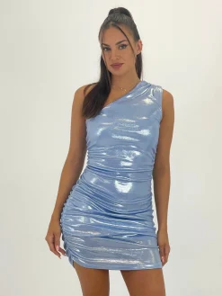 Vestido asimétrico metalizado Kylie