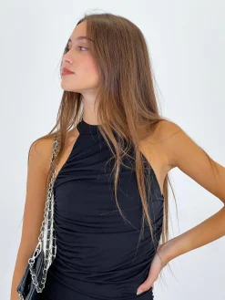 Vestido halter fruncido