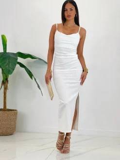 Vestido lino drapeado Gigi