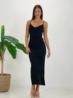 Vestido lino drapeado Gigi