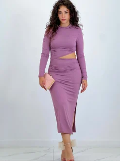 Vestido midi cintura cut out