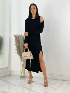 Vestido midi de canalé