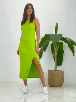 Vestido midi de canalé