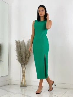 Vestido midi de canalé