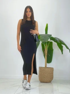 Vestido midi de canalé