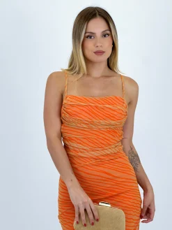 Vestido midi estampado tirante tul