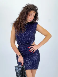 Vestido mini lentejuelas cut out