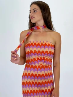 Vestido palabra de honor ondas