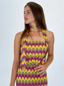 Vestido palabra de honor ondas