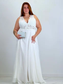 Vestido para ceremonia Adara Plus Size blanco