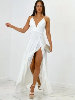 Vestido para ceremonia Escote V blanco