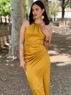 Vestido raso halter Gala