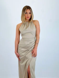 Vestido raso halter Gala
